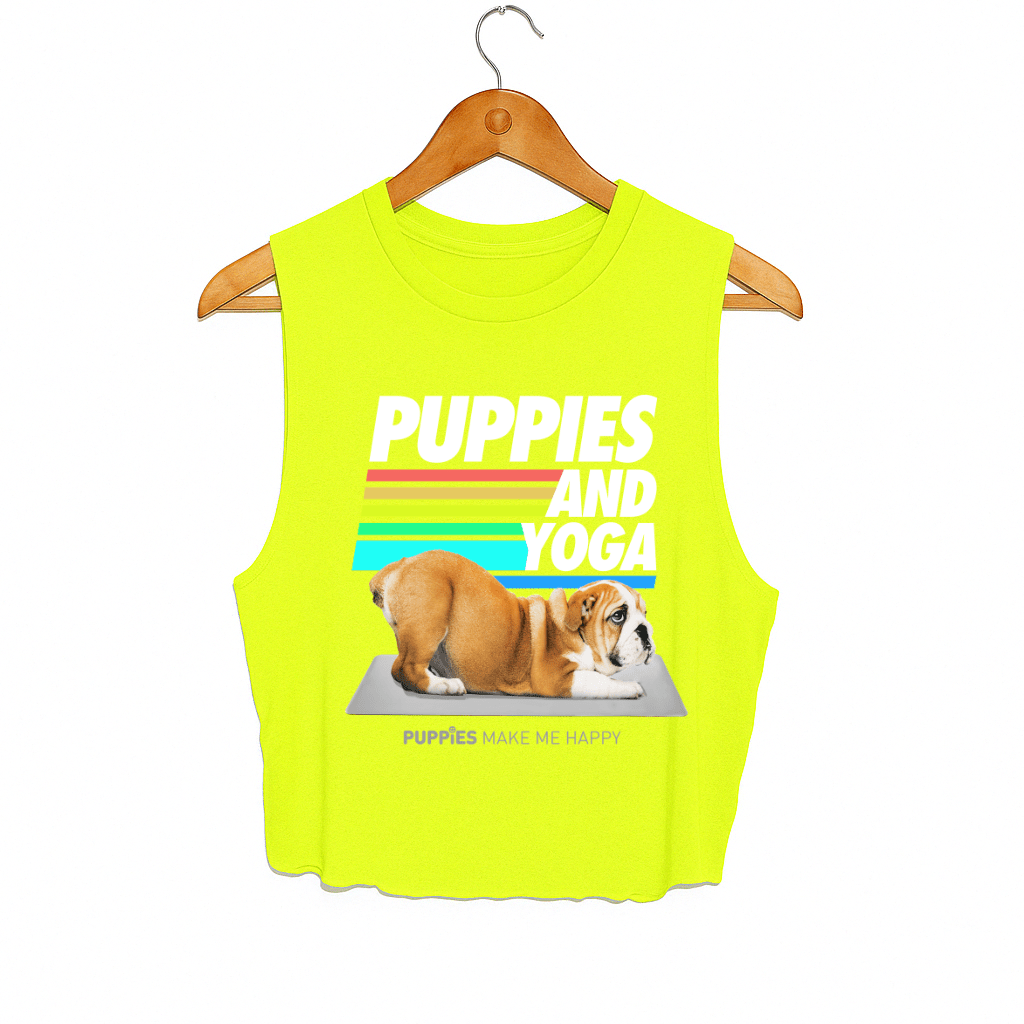 Puppies & Yoga Crop Tank | Gift for Dog Moms Who Do Yoga | Made in USA