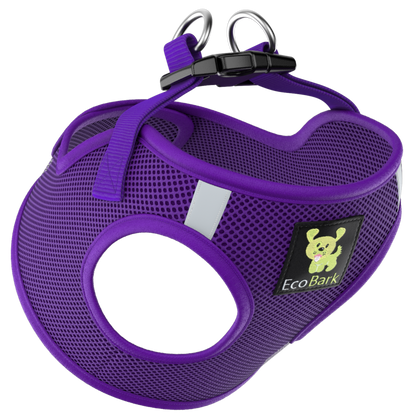 EcoBark Step In Dog Harness - XXXS to Medium Breeds- Reflective Soft Mesh Harness for Teacup, Small Dogs and Puppies / Purple