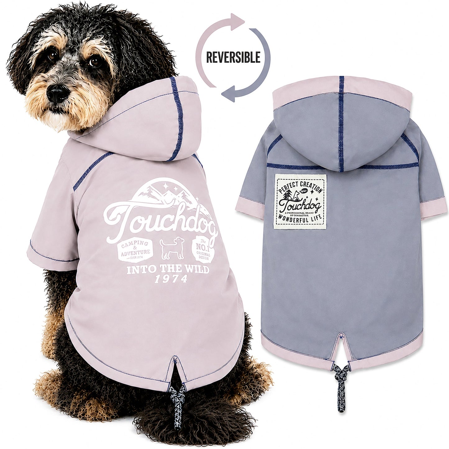 Touchdog 'Cloudburst' Reversible Fashion Waterproof Dog Raincoat