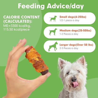 Rawhide Free Dog Treats 3 Inch Chicken Duck Beef Rolls 16 Count 21oz