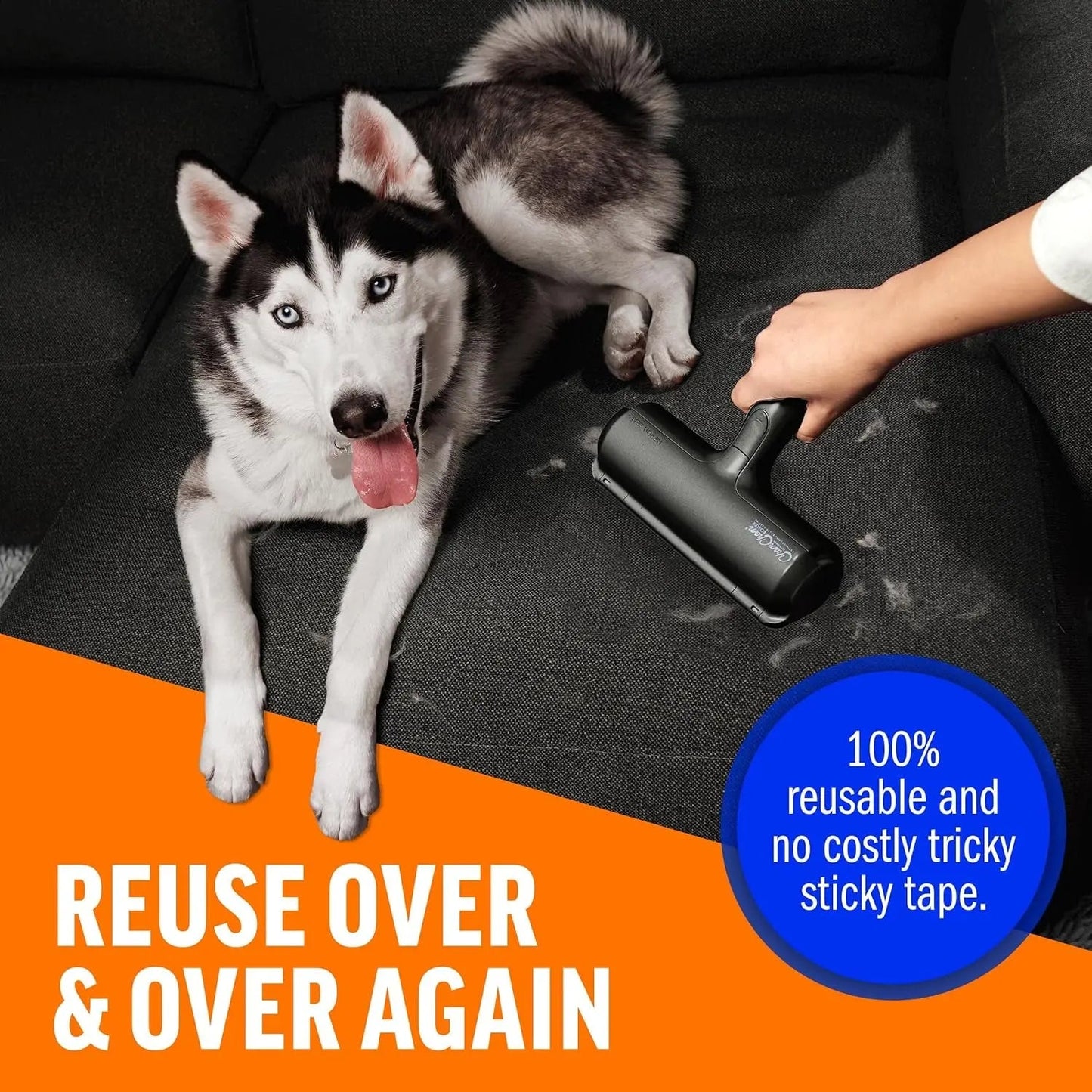 Reusable Pet Hair Remover Roller for Furniture, Carpet & Clothing
