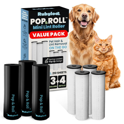 Mini Lint Roller for Pet Hair with 2 Refills