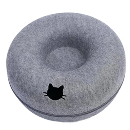 Felt Donut Cat Bed | 2-in-1 Cat Tunnel Bed & Hideout