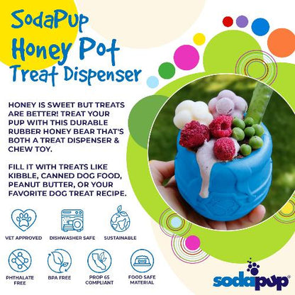 Honey Pot Dog eCup Treat Dispenser | Durable PUP-X Rubber Enrichment Toy | USA Made