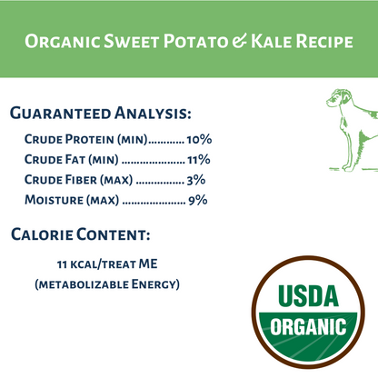 Dog Mamma's Organic Sweet Potato & Kale Recipe - USDA Organic Certified Dog Treats