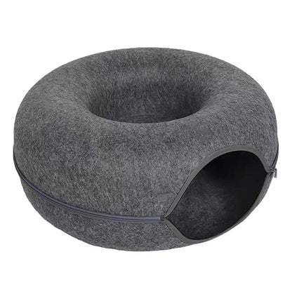 Felt Donut Cat Bed | 2-in-1 Cat Tunnel Bed & Hideout