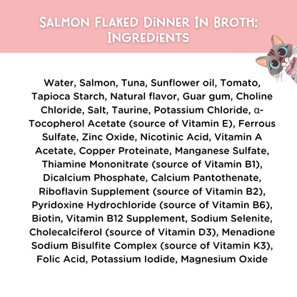Salmon Flaked Dinner In Broth Adult Cat Food, 2.8-oz