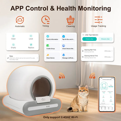 DOEL 65L Self-Cleaning Cat Litter Box with App Control | Automatic Smart Litter Box