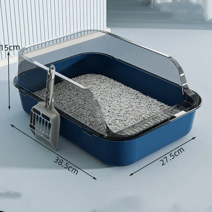 Splashproof Semi Closed Cat Toilet | Large Capacity Cat Litter Box