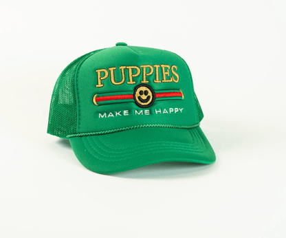 Pup Lux Metallic Gold Puff Trucker Hat | 3D Puff Embroidered | Limited Dog Lover Gift