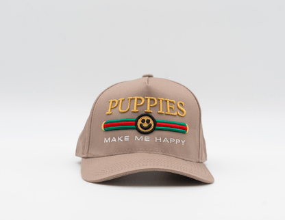 Pup Lux 5 Panel Hat | Khaki | Gold Embroidered Dog Lover Gift | Last One