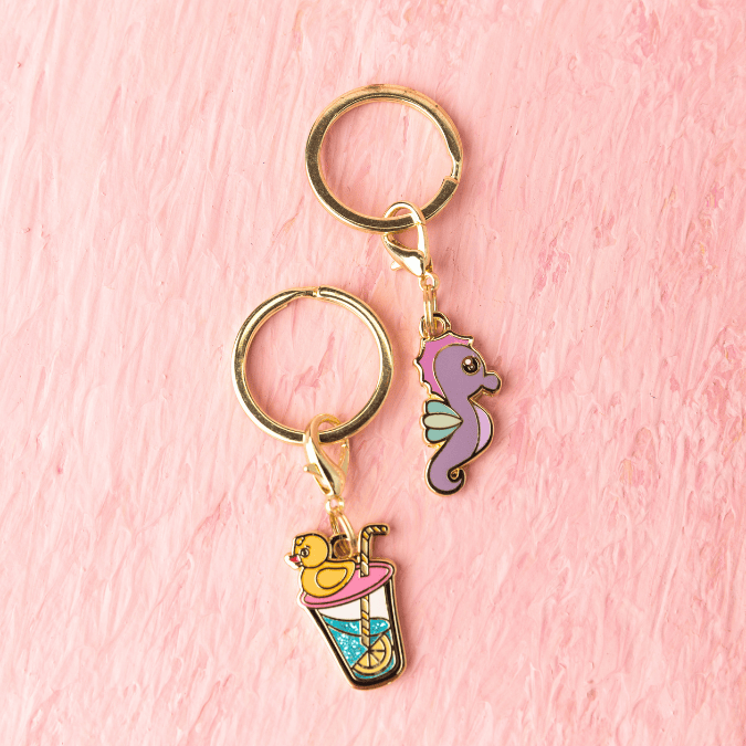 Summer Drink & Seahorse Pet Charm Set