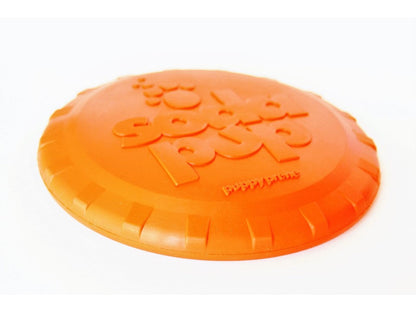 Bottle Top Flyer Rubber Frisbee for Dogs | Orange | Vet Approved | USA Made