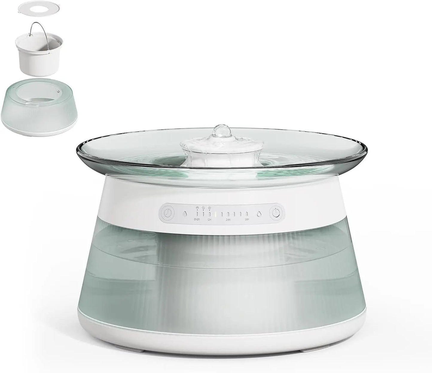 Smart Cat Water Fountain Glass Wireless Filterless 2.5L Quiet Sensor