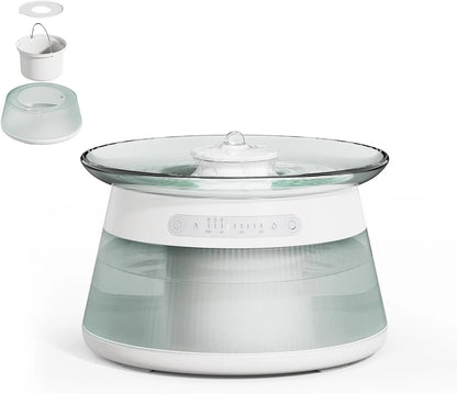 Smart Cat Water Fountain Glass Wireless Filterless 2.5L Quiet Sensor