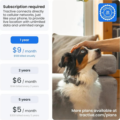 Smart Dog GPS Tracker with Virtual Fence, Vital Signs & Bark Monitoring, Waterproof Collar Attachment