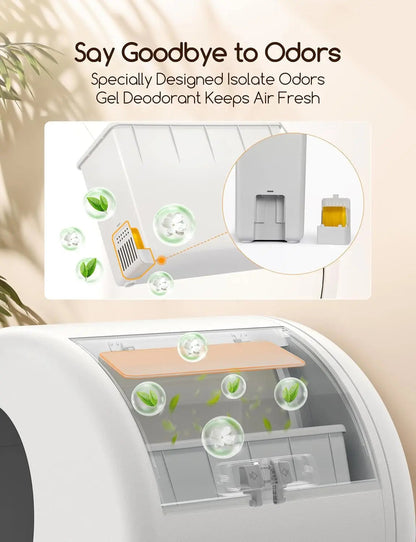 Smart Self-Cleaning Cat Litter Box App Control Odor Removal Large Multi Cat