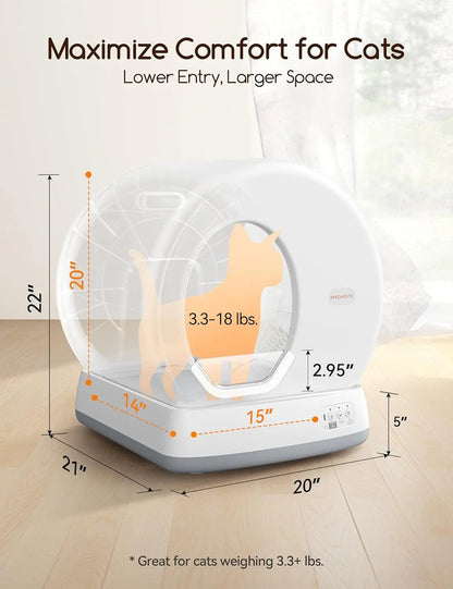 Smart Self-Cleaning Cat Litter Box App Control Odor Removal Large Multi Cat