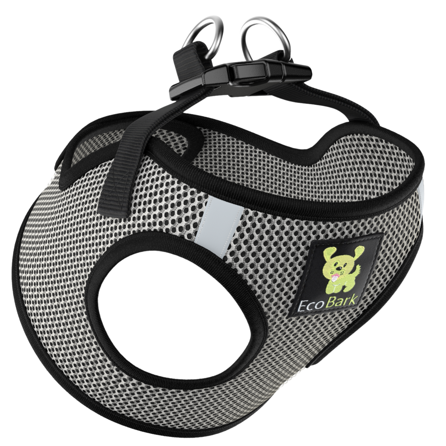 EcoBark Step In Dog Harness - XXXS to Medium Breeds- Reflective Soft Mesh Harness for Teacup, Small Dogs and Puppies / Steel Gray