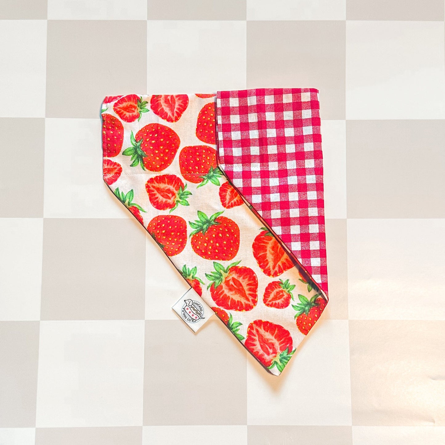 Strawberry Picnic Spring Reversible Bandana
