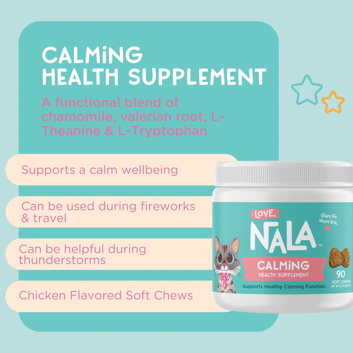 Cat Calming Health Supplement, 3.2-oz, 90 Soft Chews