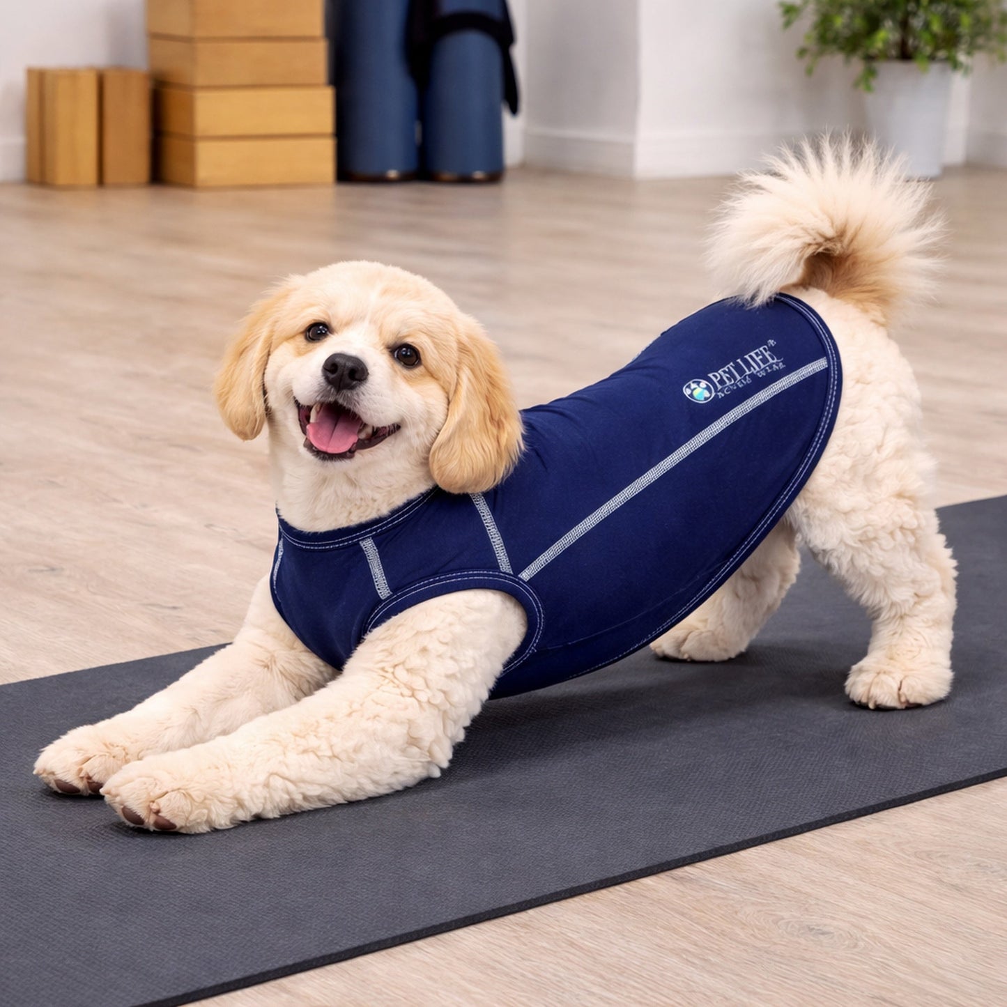 Pet Life ®  Active 'Racerbark' 4-Way-Stretch Yoga Fitness Dog T-Shirt Tank Top