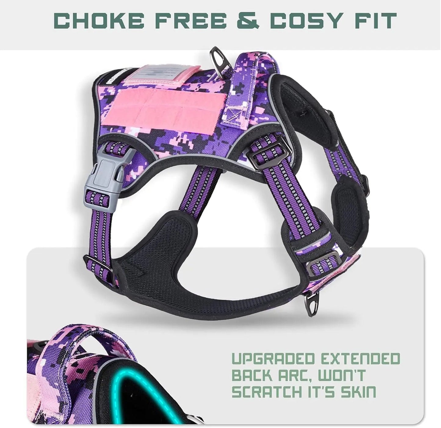 Tactical No-Pull Dog Harness with Handle, Reflective Adjustable Training Vest