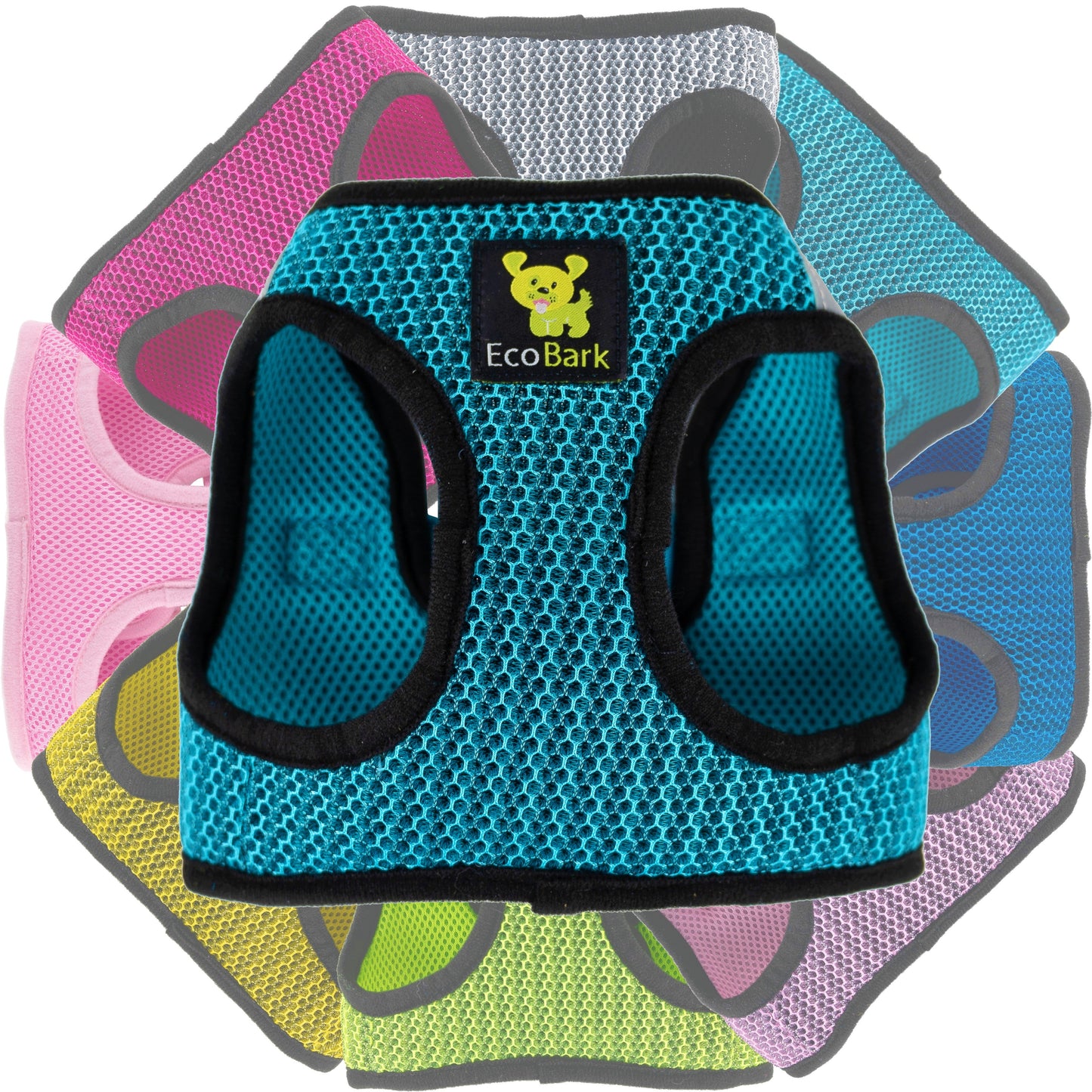 EcoBark Step In Dog Harness - XXXS to Medium Breeds- Reflective Soft Mesh Harness for Teacup, Small Dogs and Puppies / Aqua Sport