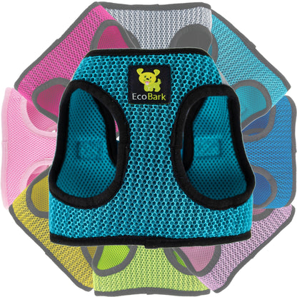 EcoBark Step In Dog Harness - XXXS to Medium Breeds- Reflective Soft Mesh Harness for Teacup, Small Dogs and Puppies / Aqua Sport