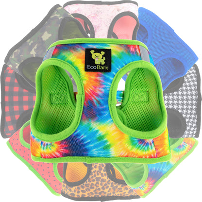 EcoBark Step In Dog Harness - XXXS to Medium Breeds- Reflective Soft Mesh Harness for Teacup, Small Dogs and Puppies / Tie-dye