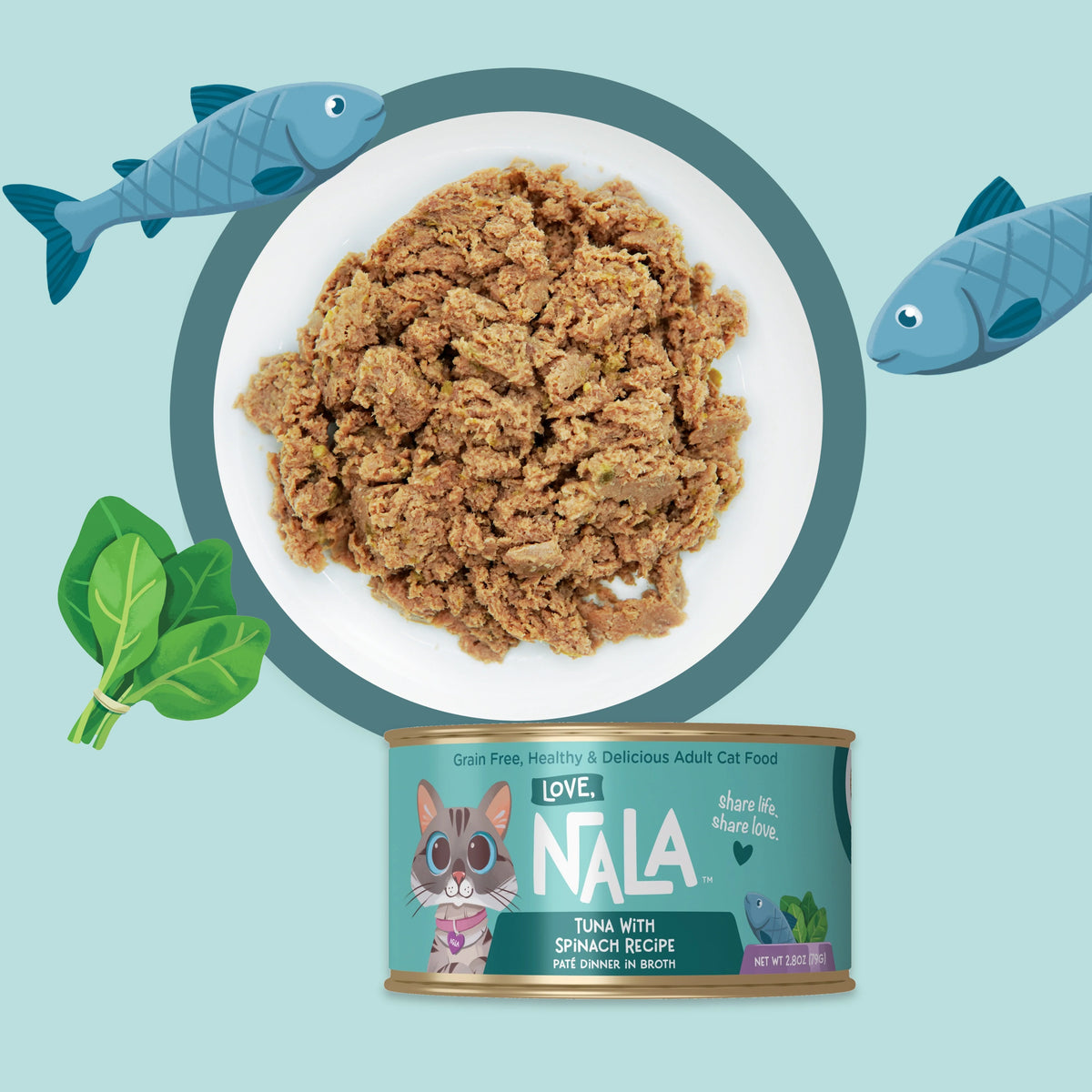 Tuna With Spinach Recipe Paté Dinner In Broth Adult Cat Food, 2.8-oz