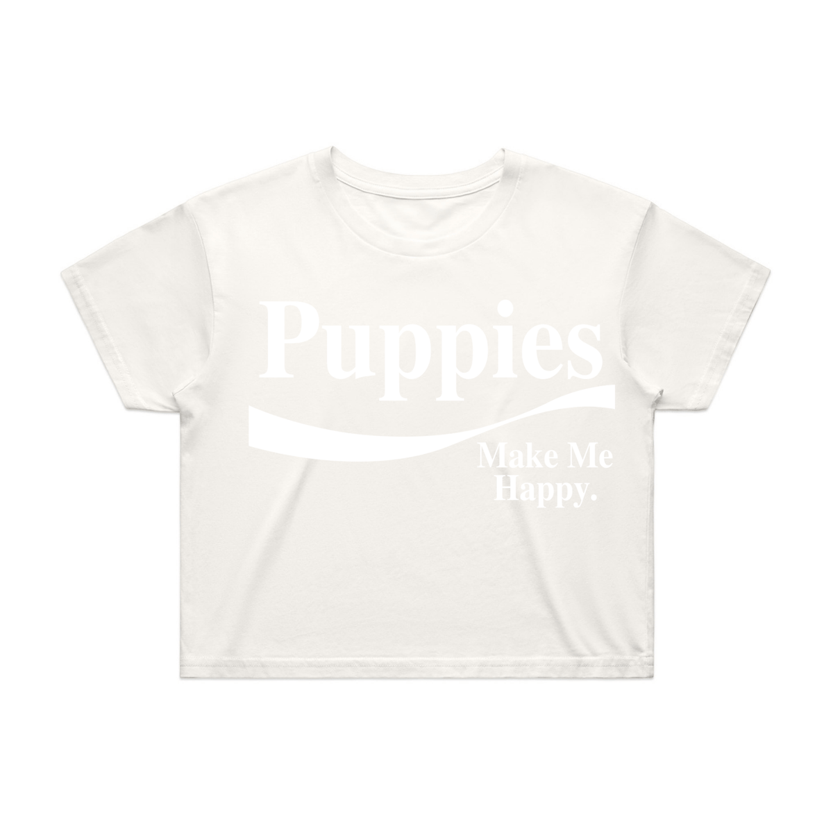 Enjoy Puppies Make Me Happy Crop Tee | Gift for Dog Lovers | Made in USA