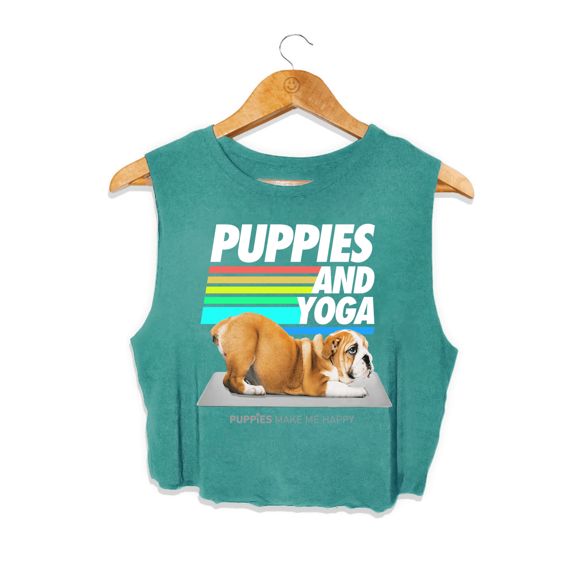 Puppies & Yoga Crop Tank | Gift for Dog Moms Who Do Yoga | Made in USA