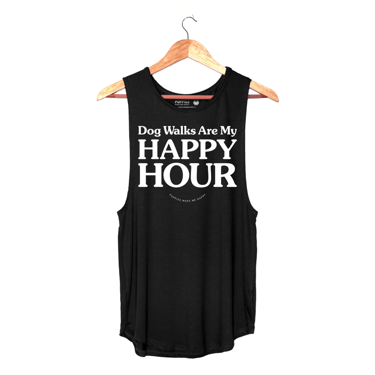 Dog Walks Are My Happy Hour Women's Sleeveless Tank | Gift for Dog Moms | Made in USA