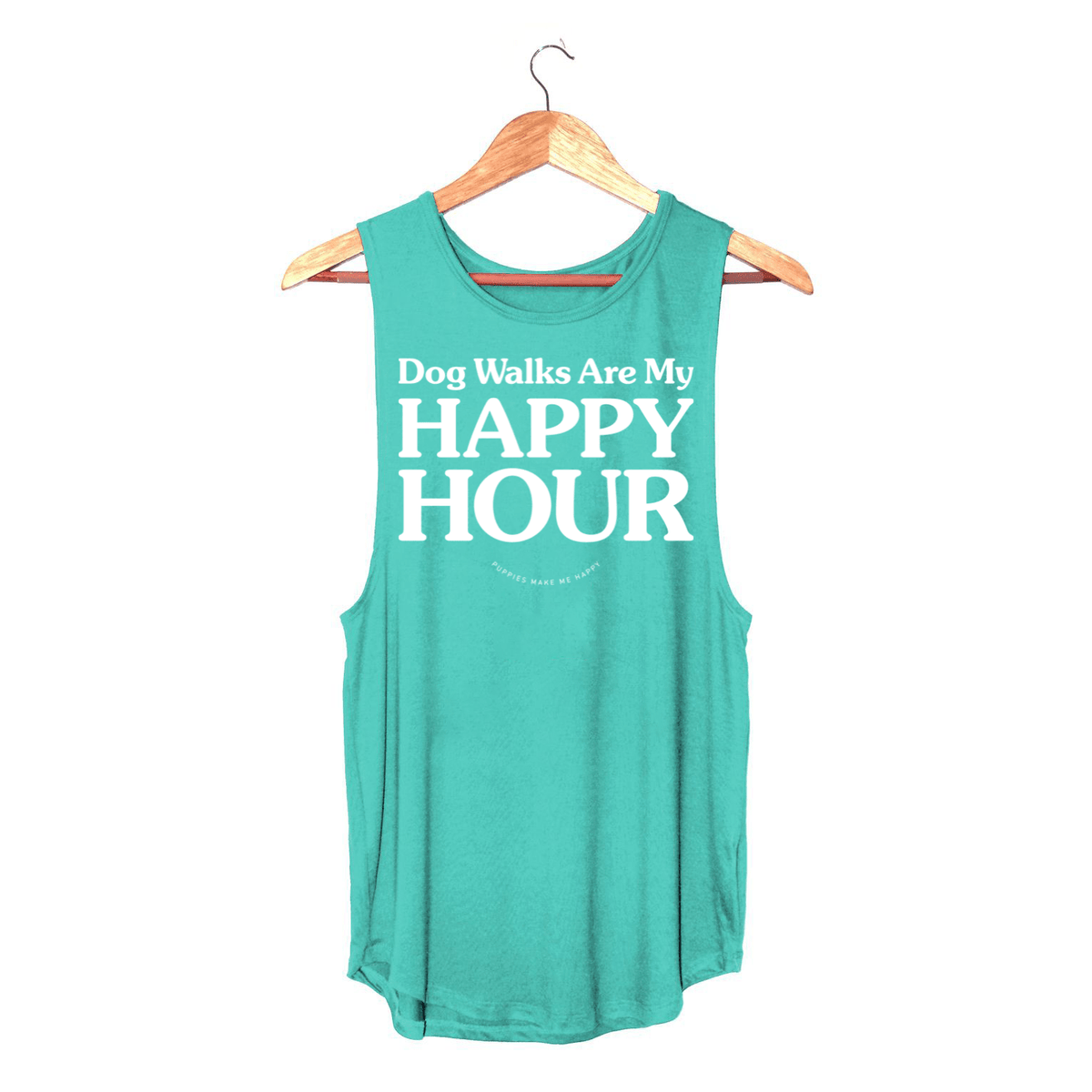 Dog Walks Are My Happy Hour Women's Sleeveless Tank | Gift for Dog Moms | Made in USA