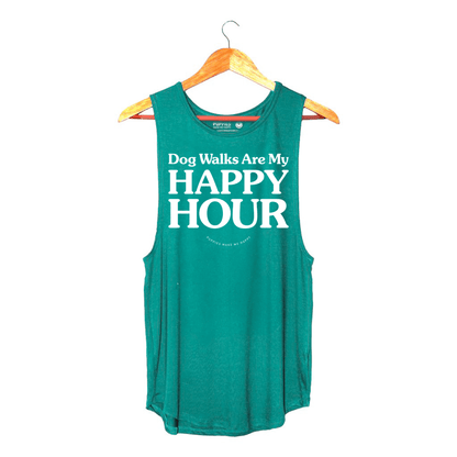 Dog Walks Are My Happy Hour Women's Sleeveless Tank | Gift for Dog Moms | Made in USA
