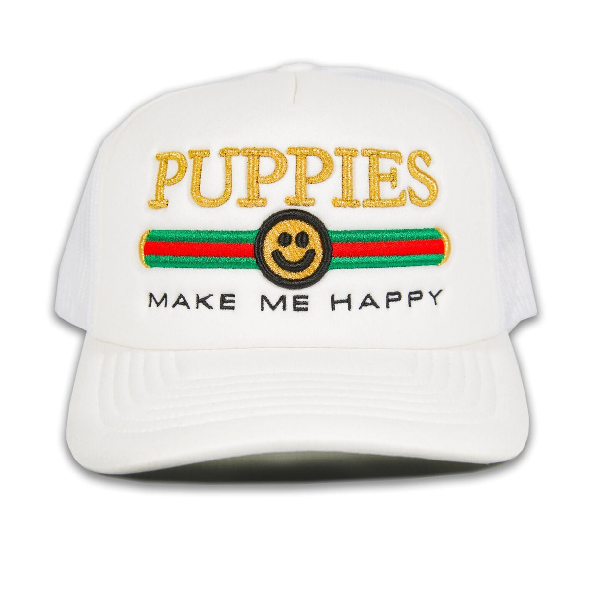 Pup Lux Metallic Gold Puff Trucker Hat | 3D Puff Embroidered | Limited Dog Lover Gift