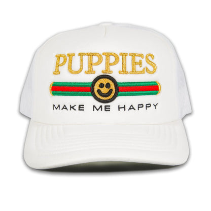 Pup Lux Metallic Gold Puff Trucker Hat | 3D Puff Embroidered | Limited Dog Lover Gift