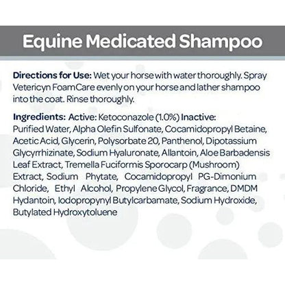 Vetericyn FoamCare Equine Medicated Shampoo Horse Coat 32 oz.