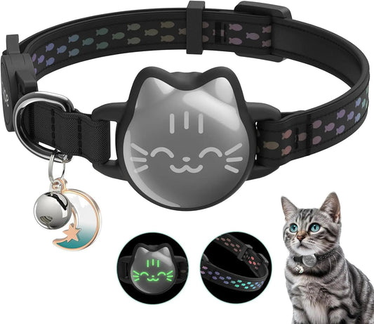 Waterproof Reflective AirTag Cat Collar, Breakaway Safety GPS Holder for Cats