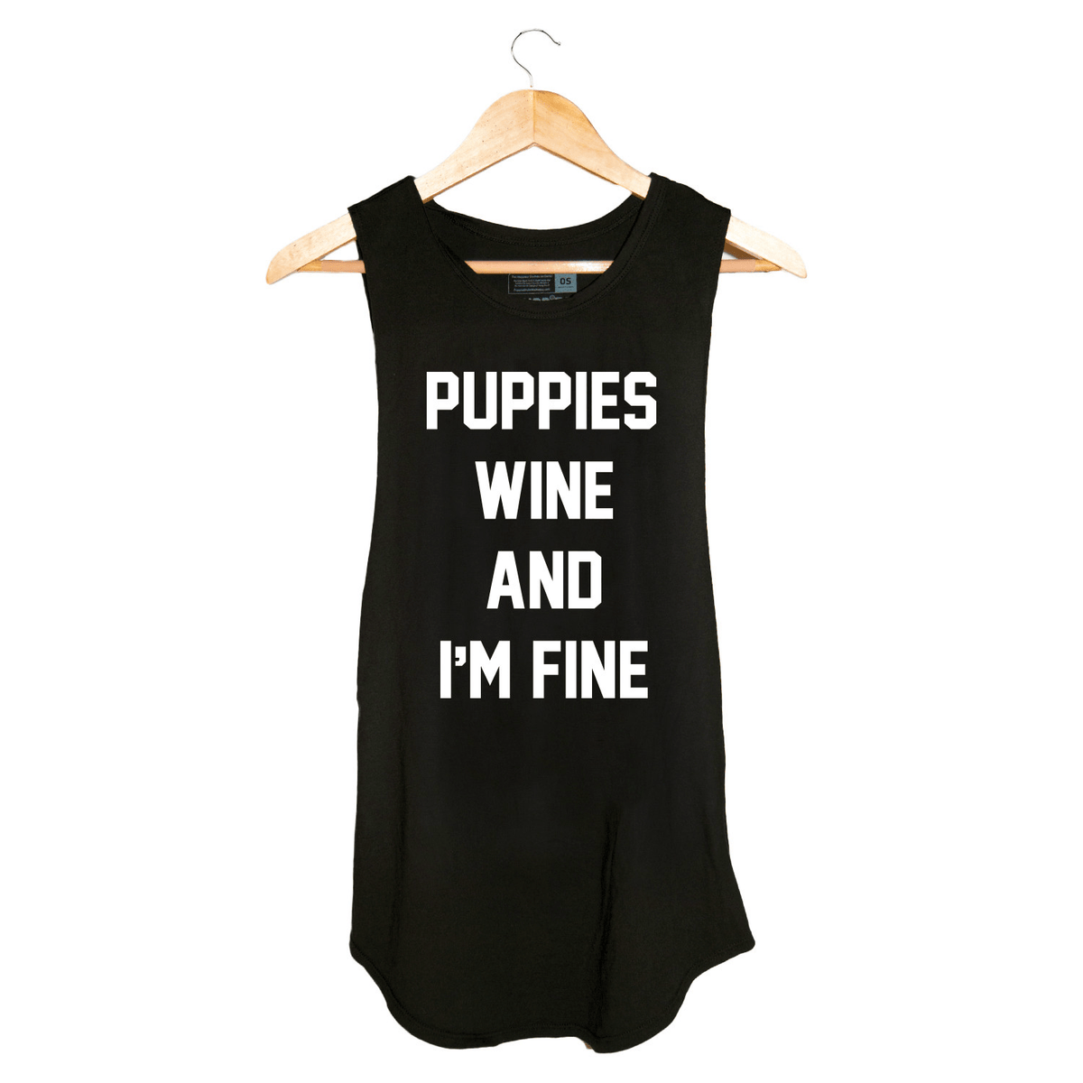 Puppies Wine & I'm Fine Women's Sleeveless Tank | Gift for Dog Moms | Handmade in USA