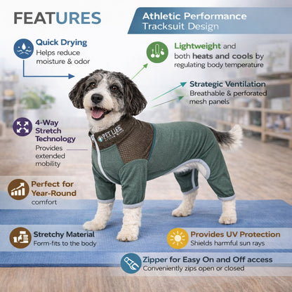 Pet Life ®  Active 'Embarker' 4-Way Stretch Fitness Yoga Full Body Dog Tracksuit