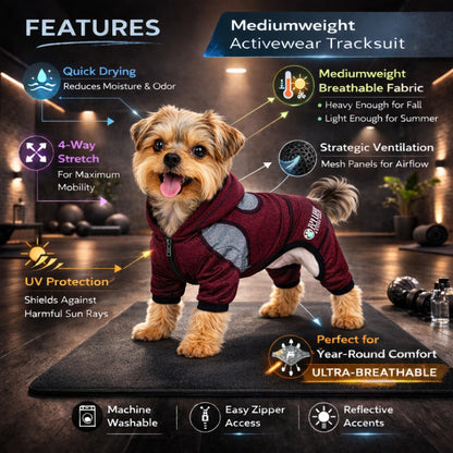 Pet Life ®  Active 'Fur-Breeze' Medium-weight 4-Way-Stretch Full Body Hooded Dog Yoga sweater