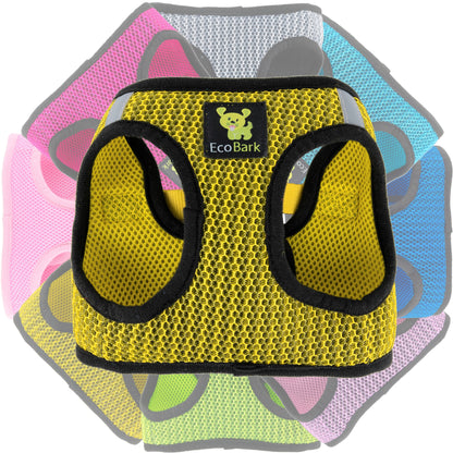 EcoBark Step In Dog Harness - XXXS to Medium Breeds- Reflective Soft Mesh Harness for Teacup, Small Dogs and Puppies / Yellow Sport