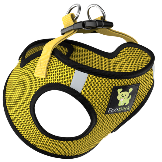 EcoBark Step In Dog Harness - XXXS to Medium Breeds- Reflective Soft Mesh Harness for Teacup, Small Dogs and Puppies / Yellow Sport
