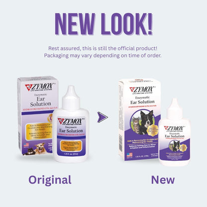 ZYMOX Dog & Cat Ear Solution 0.5% Hydrocortisone Enzymatic Relief 1.25oz
