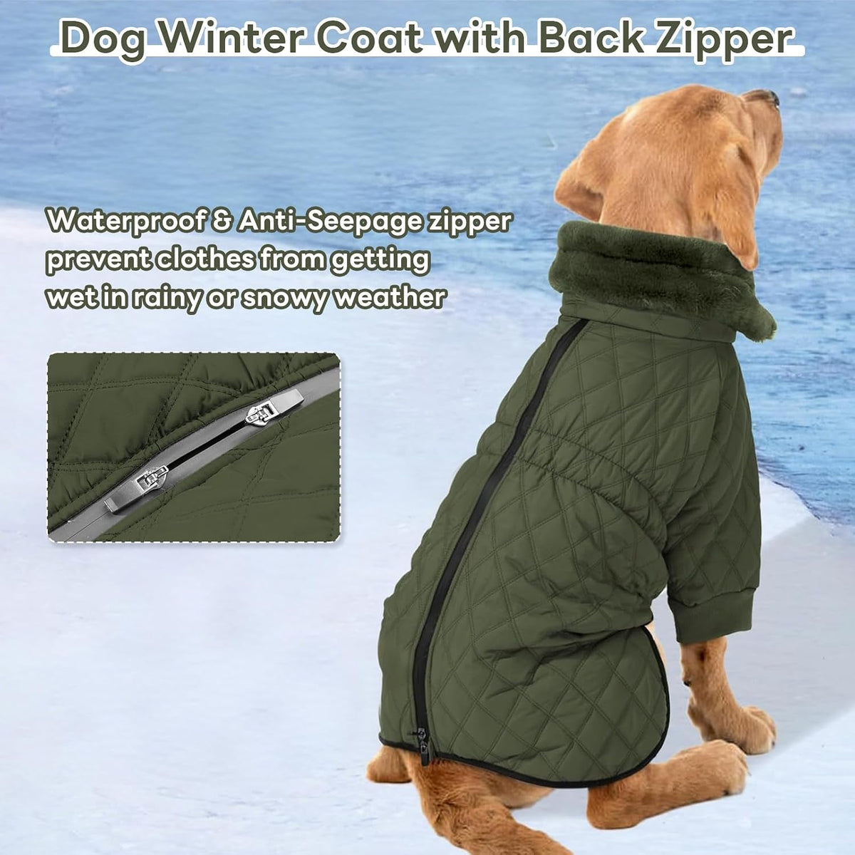 Waterproof Fleece-Lined Dog Snow Jacket with High Collar – S–3XL