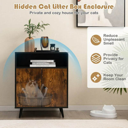 Rustic-Modern Cat Litter Cabinet with Extra Storage