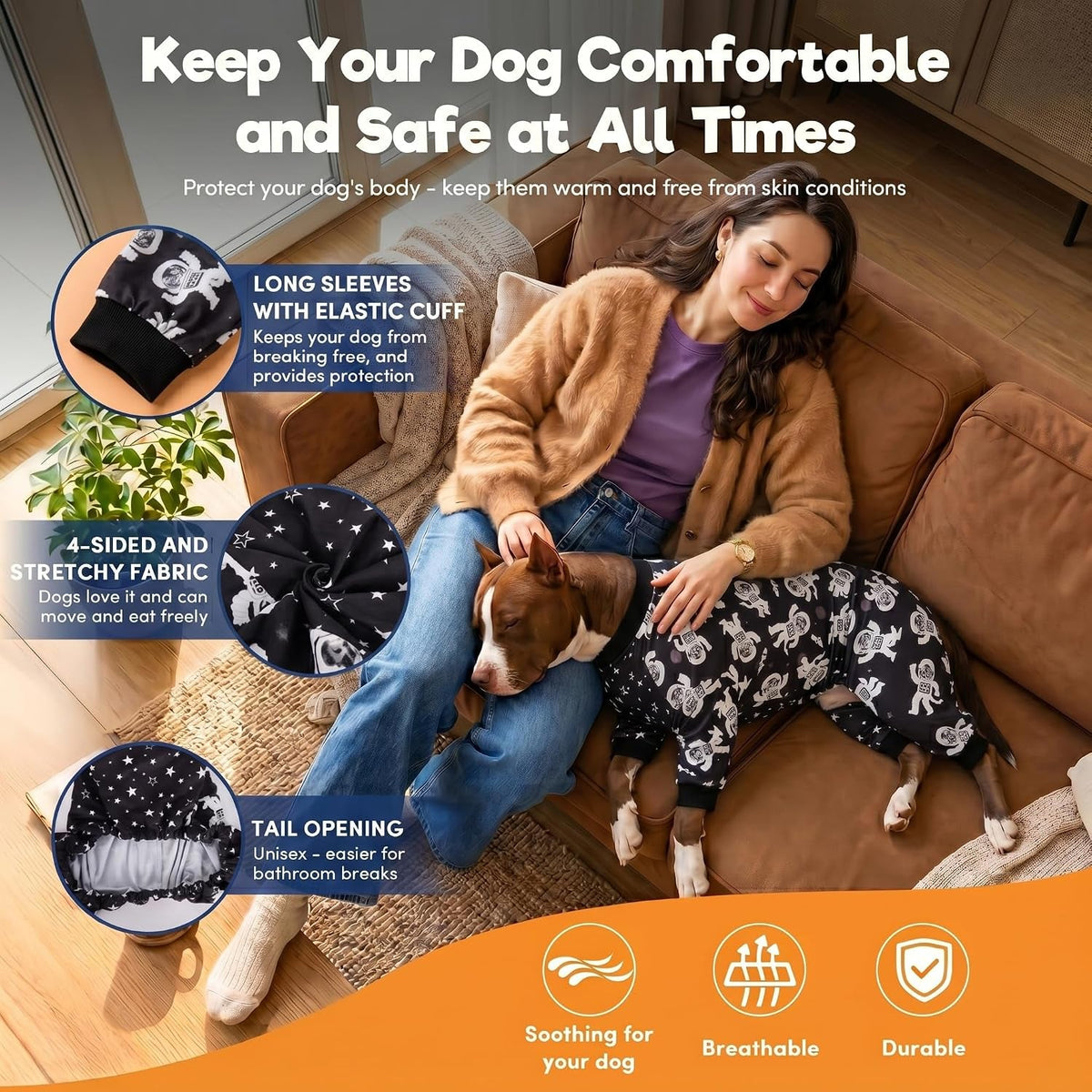 Large Dog Pajamas – 3 Prints, Sizes Medium–3XL