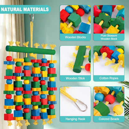 Large Parrot Toy Natural Wood Bird Chew Toy for Macaws Cockatoos